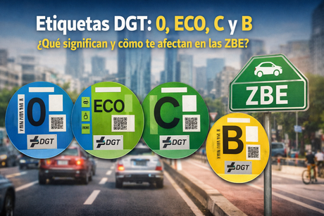 Etiquetas DGT: qué son, qué significan (0, ECO, C y B) y cómo te afectan en las ZBE